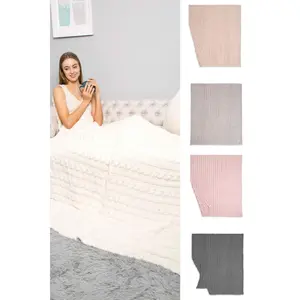 mySundaze Cable Knit Throw Blanket Braided Solid Soft Microfiber 50x60