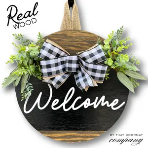 Front Door Decor, Front Door Wreath, Welcome Sign, Front Door Sign, Welcome Door Hanger, Year Round Door Hanger, Home Decor, Black