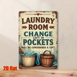 Vintage Metal Farmhouse Wall Sign Laundry Room Decor Retro Rustic Tin Art 8x12 Inch for Home