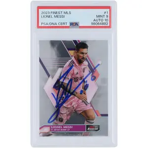 Lionel Messi Inter Miami CF Autographed 2023 Topps Finest MLS #1 PSA Authenticated 9/10 Card - Fanatics Authentic Certified