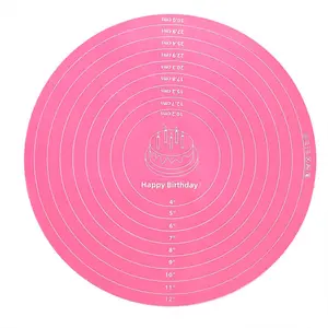 Cake Mat, 12 Inch Round  Mat, Cake Mat with Measurements, Cake Turntable Mat,  Cookie Mat for Rolling Dough, Non-Stick Heat Resistant, Pastry Baking Pad