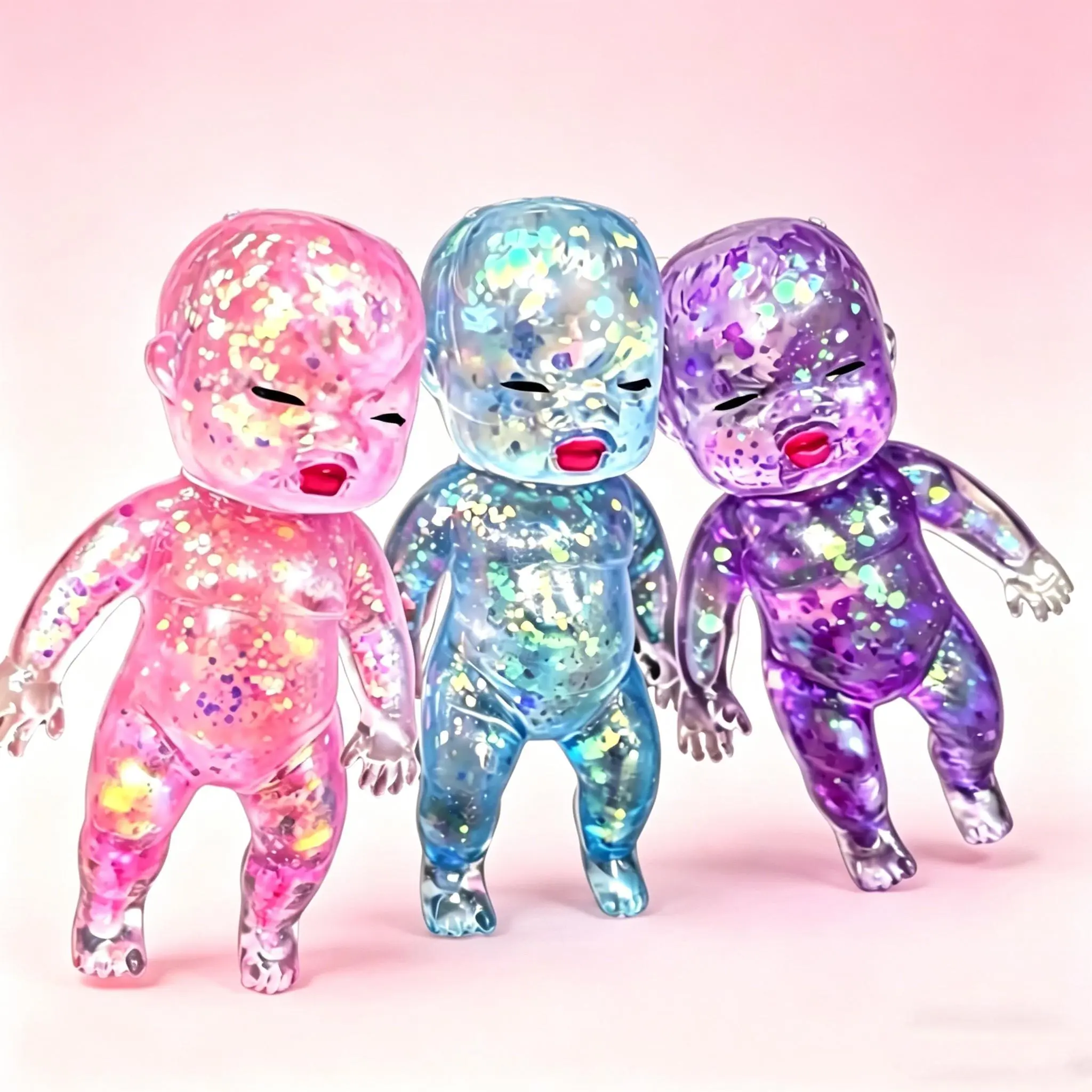 14 cm(BIGGER SIZE) Glitter-Infused Gel Baby Squish Toy. Slow Rebound, Stress & Anxiety Relief, Sensory Calming Fidget, Fun Desk Decor, Unisex squeeze