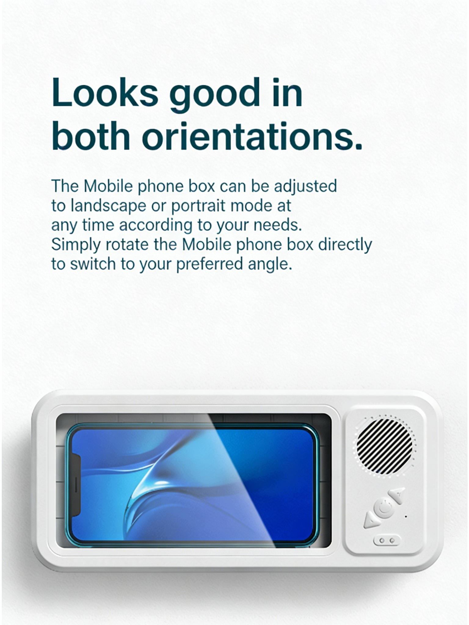 Shower Phone Holder with Bluetooth Speakerfor Bathroom, Kitchen, Pool 360° Rotatable Waterproof Touchscreen Case