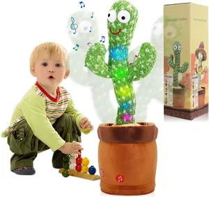 Dancing Cactus Baby Toys, Talking Repeats What You Say Boy Toys, Mimicking Toy with LED English Sing 15 Second Voice Recorder Musical