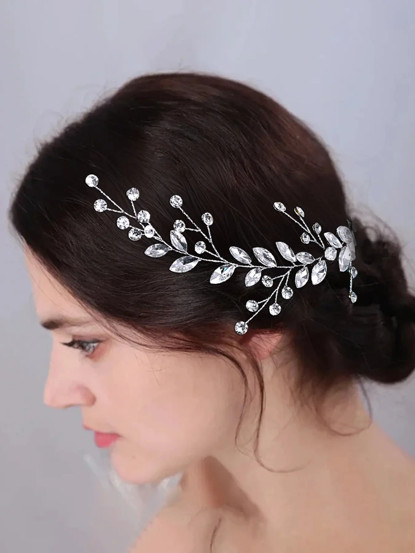 Silver Rhinestone Branch Leaf Bridal Bridesmaid Headpiece Romantic Wedding Banquet Women