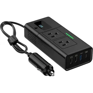 200w Car Power Inverter Adapter, Dc12v to Ac110v, Charger for Laptops, Tablets, Phones, Portable Vehicle Inverter for Electronics