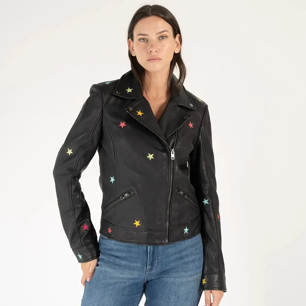 Nanca RF Leather Jacket by Mauritius in Black