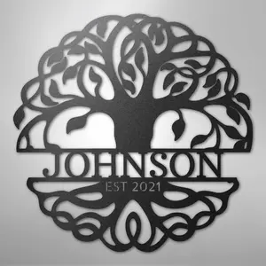 Fancy Tree of Life Monogram - Steel Sign