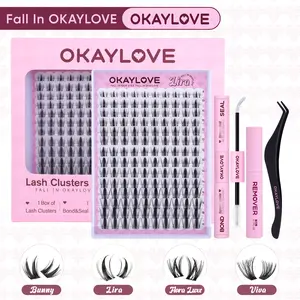 OKAYLOVE Lira Lash Clusters Kit Okaylovelashes with Long-lasting Lash Bond and Seal,Tweezers and Remover for DIY Eyelash at Home for Natural Makeup Girl Gifts