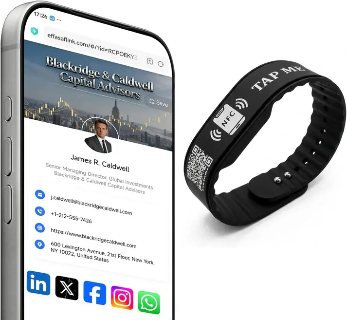 Silicone NFC Digital Business Card Wristband with QR Code - Tap to Share - No App Required - Lifetime Analytics Waterproof Nfc Enabled Social Media Integration
