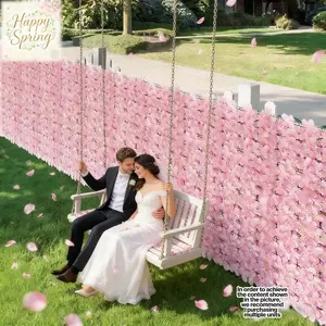 Cherry Blossom Artificial Plastic Privacy Fence Screen, Realistic Decorative Barrier for Garden/patio Railing