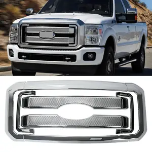 NINTE Painted Front Bumper Hood Grille Grill Covers Overlay for Ford F-250 F-350 F-450 F-550 2011-2014 2015 2016 Super Duty Mesh Style 8PCS Not the Replacement ABS