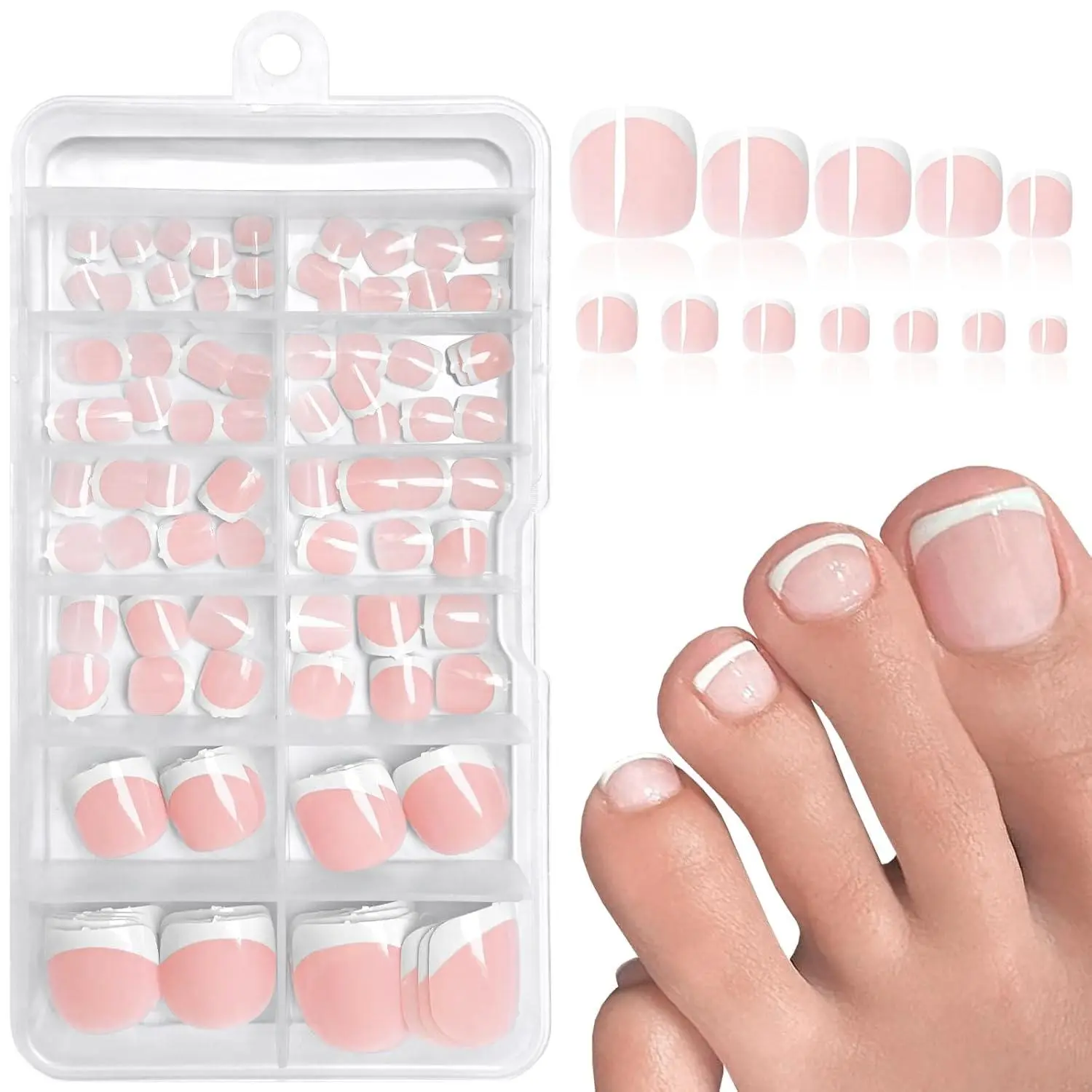 Colorblock Fake Toenail, 120pcs Glossy Short Square Full Cover Press on False Toenail for Women & Girls DIY Nail Art, Acrylic Nail Kit, Manicure Kit, Press on Sets, Press on Toenails