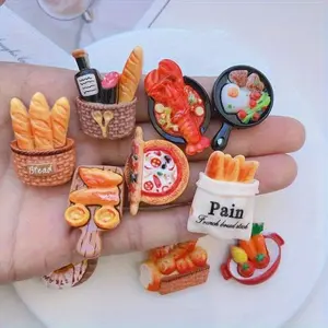 10 Random Resin Food Decorations, DIY Jewelry Making Supplies, Mini Bread Pizza Accessories, Perfect for Party Table Decor, Handmade Gifts