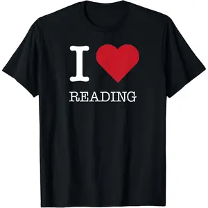 I Heart Reading, I Love Reading T-Shirt, 100% Cotton, Single Side Printed, Black Short Sleeve T-shirt, Gift for Family Friends, S-XXXL, 1 pc, Fabric Weight 180g