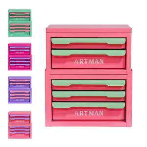 [ART MAN] Drawer-style Desktop Storage Box 2+3 Layers Office Workstation Organizing Magic Tool Desk Stationery Rack Cosmetic Cabinet