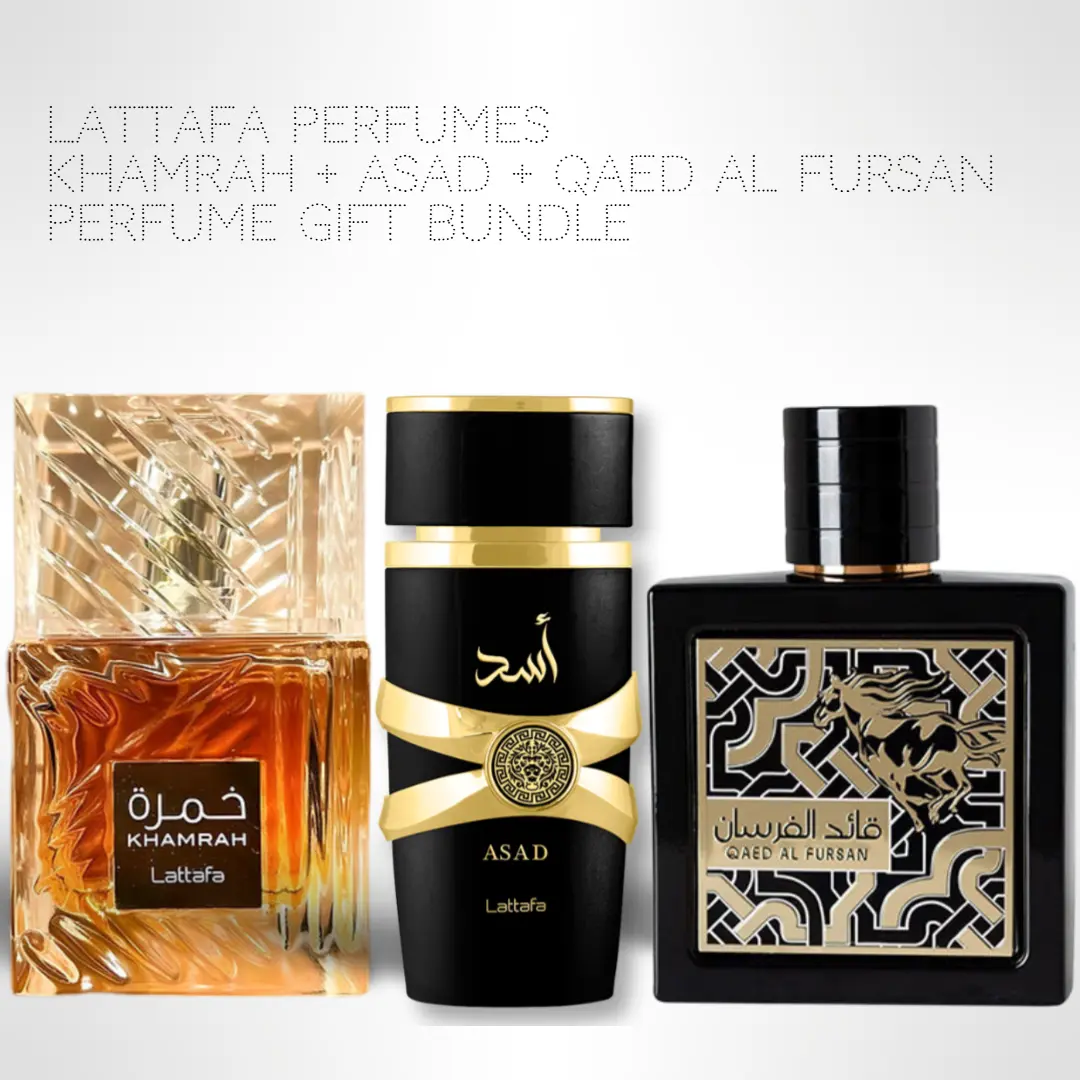Lattafa Multi-Pack Gift Set - Khamrah, Asad, Qaed Al Fursan 100ml (3.4 Fl oz) Fresh, Long-Lasting Men's Fragrance Value Bundle Lattafa Multi-Pack Gift Set - Khamrah, Asad, Qaed Al Fursan 100ml (3.4 Fl oz) Fresh, Long-Lasting Men's Fragrance Value Bundle