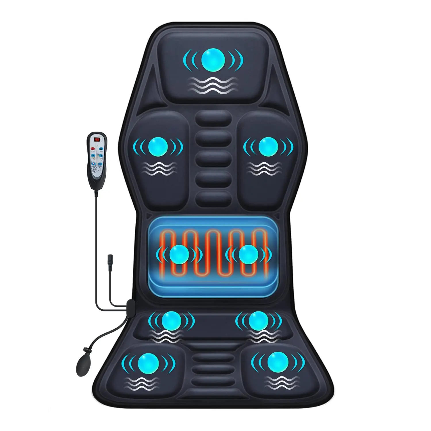 Back Massager for Chair with Heat Chair Massager Pad with 9 Vibration Massage Seat Cushion for Office Chair Home Recliner Sofa Relaxing Gifts for Mom Dad pad comfort strong strap care supply lcd car power inverter d auto-off function flashlight li-ion bat
