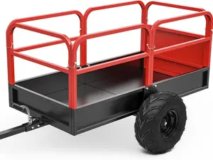 YITAMOTOR 1500lbs ATV Trailer Dump Cart Tow Behind, 15 Cubic Feet, Heavy Duty Yard Garden Trailer Pull Behind Dump Trailer for Lawn Mower Tractor