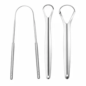 Stainless Steel Tongue Scraper Set for Adults, Reusable Metal Tongue Cleaner, Oral Hygiene Cleaning Tool for Men & Women, Daily Dental Care