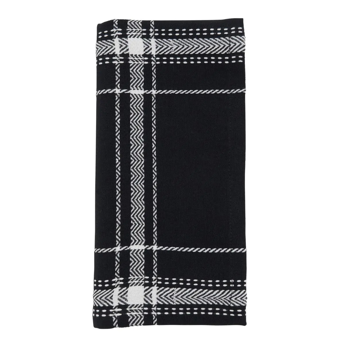 SARO 399.BK20S Plaid Cotton Dinner Napkins - Tableware Set of 4