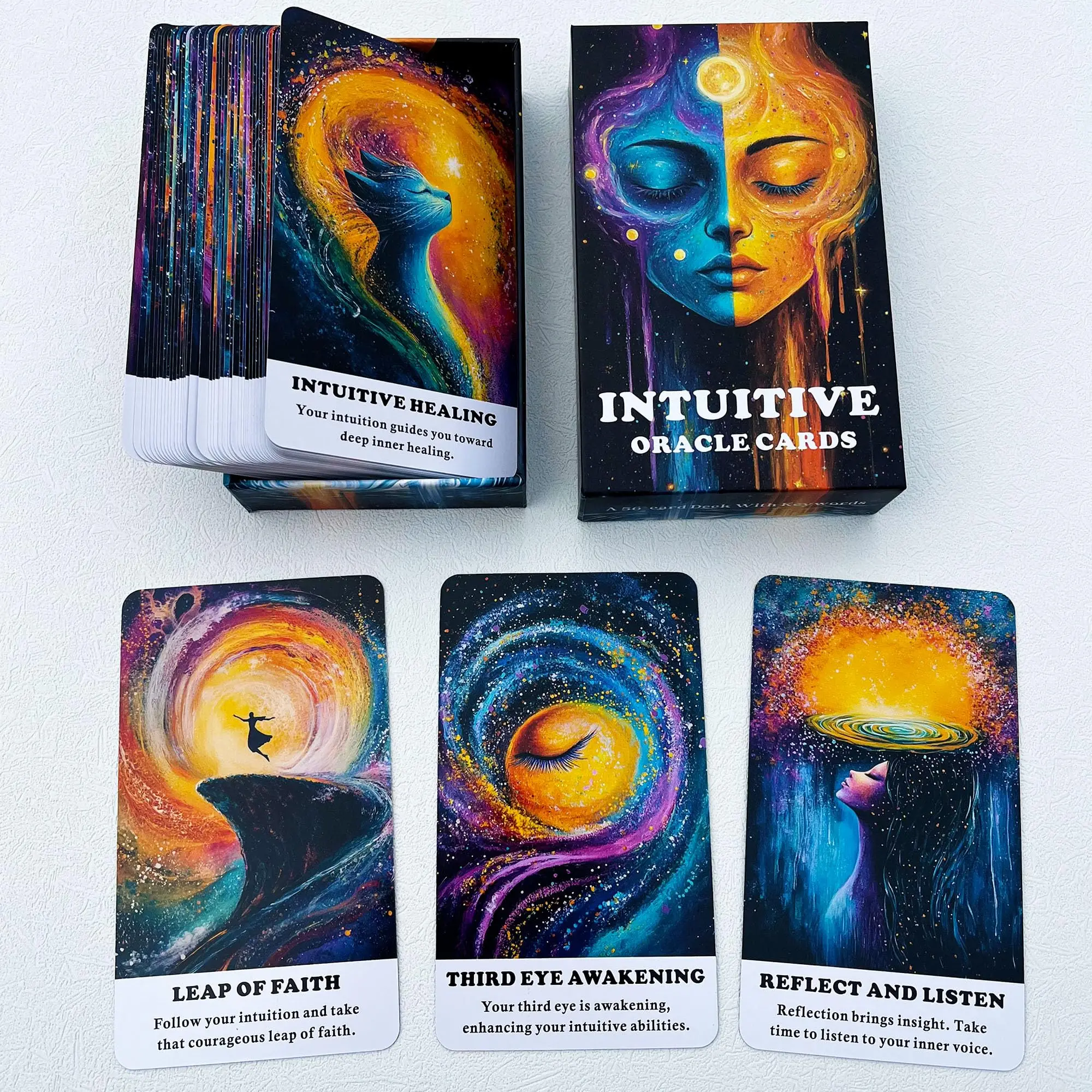 Intuitive Oracle Cards, Oracle Cards for Beginners, 56 Oracle Card Deck to Awaken Inner Wisdom, Enhance Psychic Abilities, Spiritual Guidance, Inner Peace, Tarot Card Deck