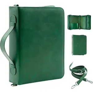 Cover, Cover Case for Women,Men& with Detachable  Strap,Handle for  and Other Book Accessories,Christian Art Gifts,PU Leather, Church Bag,Green
