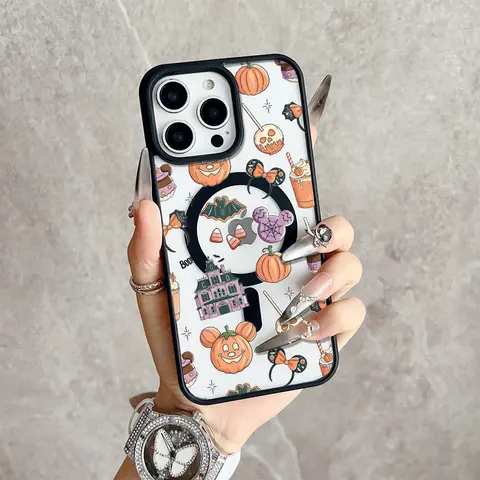 KKLLYY Spooky Sweet Crystal Magnetic MagSafe Snap TPU Casing for iPhone 18/17/16 Pro Max,15 Pro,14,13,12 Mini,11,XR,XS Plus,SE - Transparent Multi-Model Cellphone Cover with Magnetic Ring, Shockproof Slim Wireless Handheld Device Protection Accessory