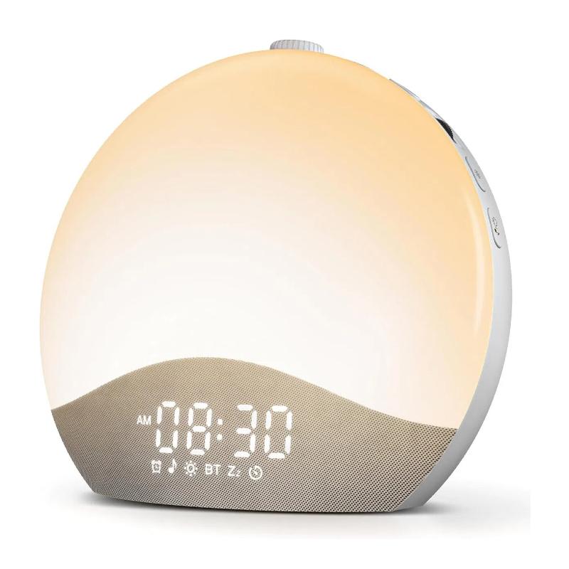 ecozy Sunrise Alarm Clock, White Noise Machine for Sleep, Upgraded Backlit Buttons, Bluetooth Speaker, Dimmable Night Light for Heavy Sleeper, Adults, Kids