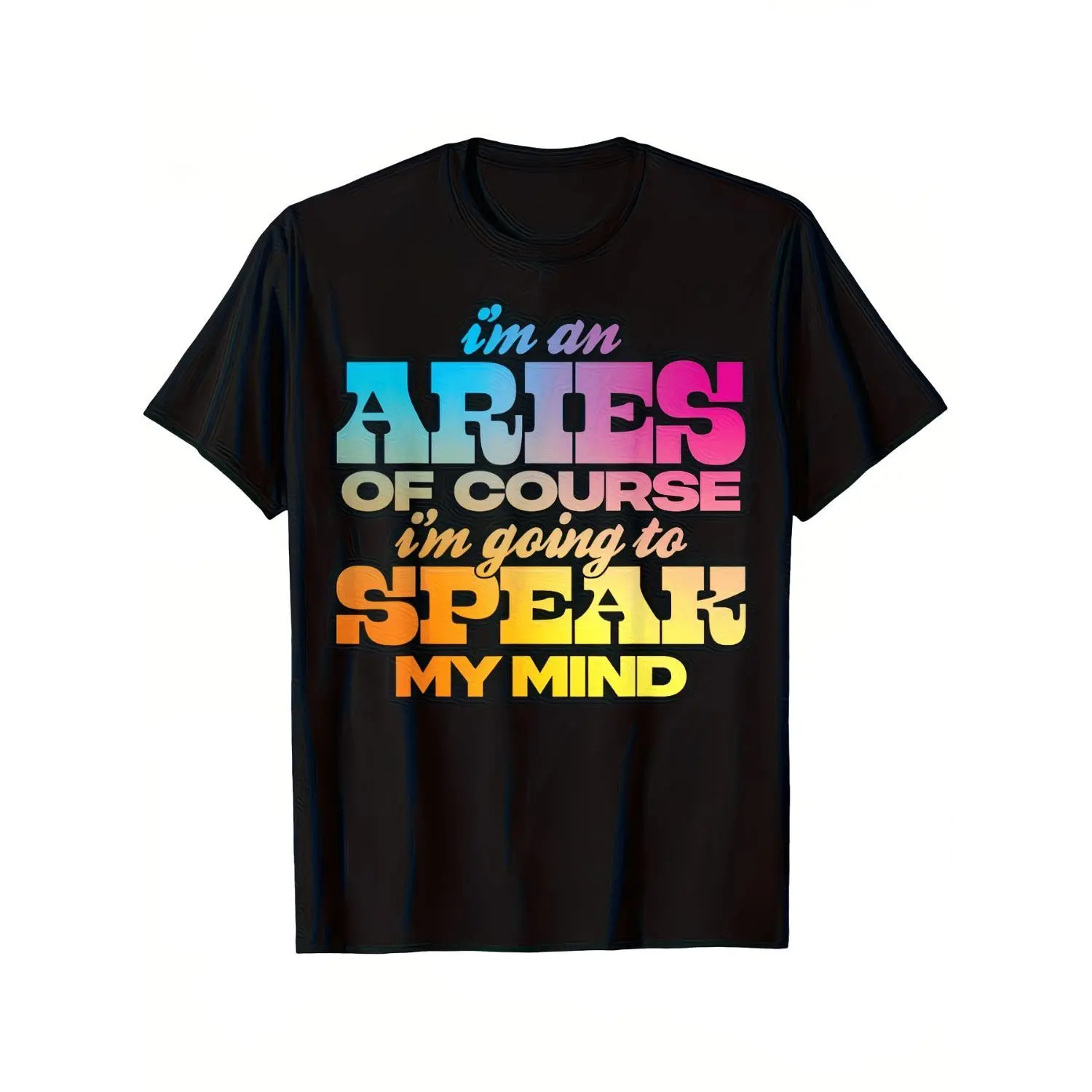 Funny Aries Zodiac T-Shirt for Men & Women - Heavyweight 180gsm (or 220G) Cotton Crew Neck Tee with "Of Course I Speak My Mind - I'm An Aries" Slogan - Bold Astrology Shirt for Aries Birthday Gift, Casual Wear