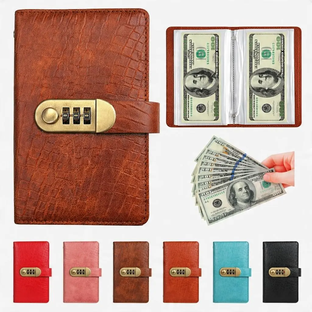 A6 Budget Binder with Lock – Mini Money Saving Notebook, Cash Organizer Planner with 50 Sheets & 100 Pages, Financial Management Book for Savings Goals, Monthly Budget Tracking, Bills, Notes and Important Information Storage