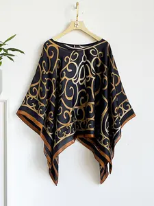 French Luxe Baroque Print Silk-Feel Shawl, Windproof Sandproof Soft Scarf Wrap, Fashionable Versatile Accessory for Stylish