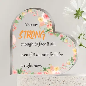 1pc Inspirational Acrylic Decorative Plaque & Statues, 3.96x3.96 Inch, Home and Office Desktop Art Decor, Spring and Summer Party Favor, Perfect Gift for Parents, Grandparents, Sisters, Friends, Colleagues