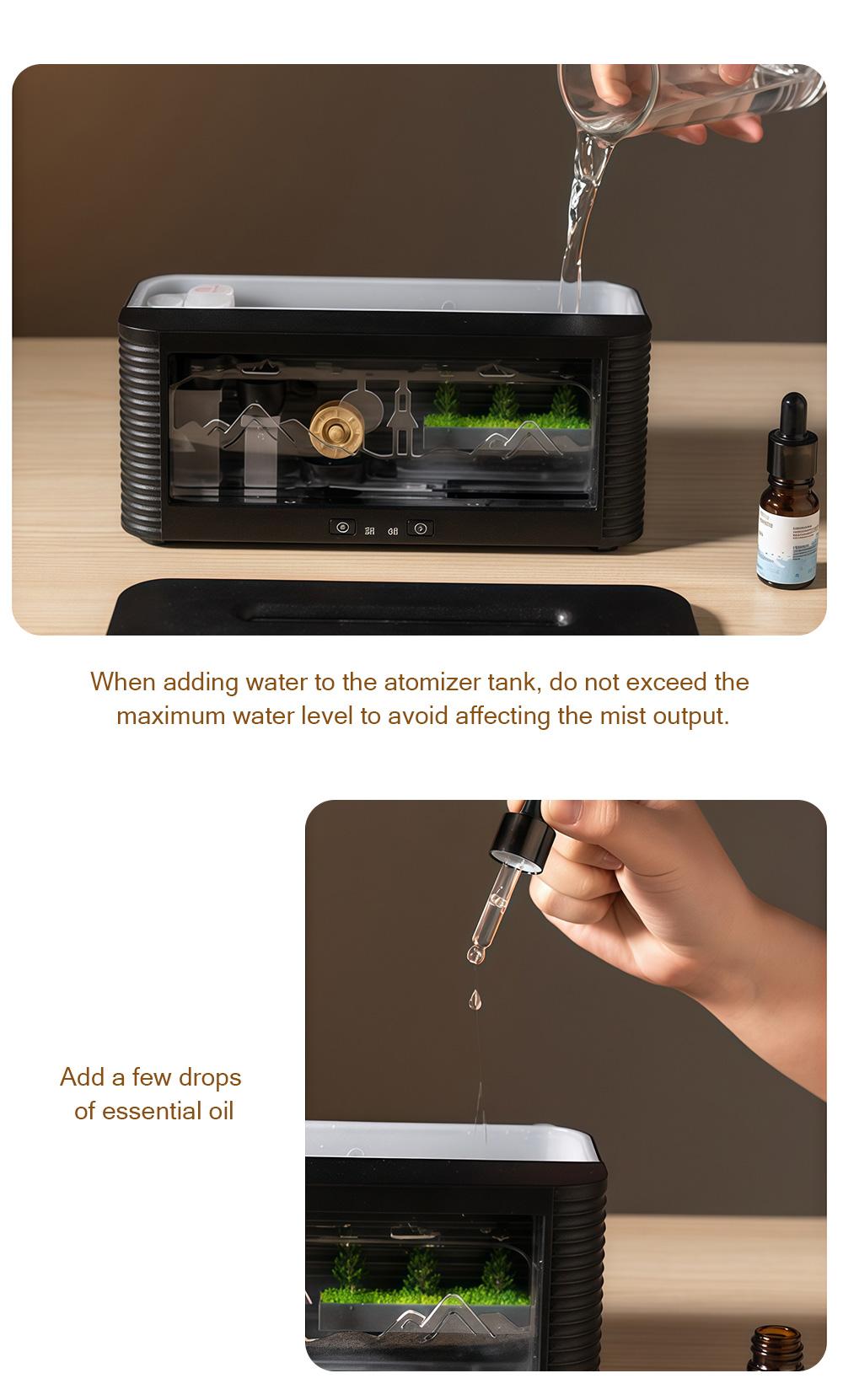 Real Flowing Water Flame Humidifier Water Drop Aroma Diffuser Waterless Auto Off Timer Mist Essential Oil Diffuser For Home Bedroom Office Relaxation Sleep Aromatherapy Fragrance Gift