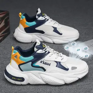 LISM Men's Height-Increasing Platform Sneakers - Chunky Lift Shoes with Breathable White/Black/Blue/Grey Colorway, Lace-Up Stability Soles & Cushioned for Casual, Running, All-Season Wear - All Height Boosting (Dad Shoes)