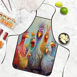 Colorful Chicken Pattern Apron for Adults, Sleeveless Kitchen Design for Home Cooking, Printed Cooking Apron for a Fun Kitchen Experience