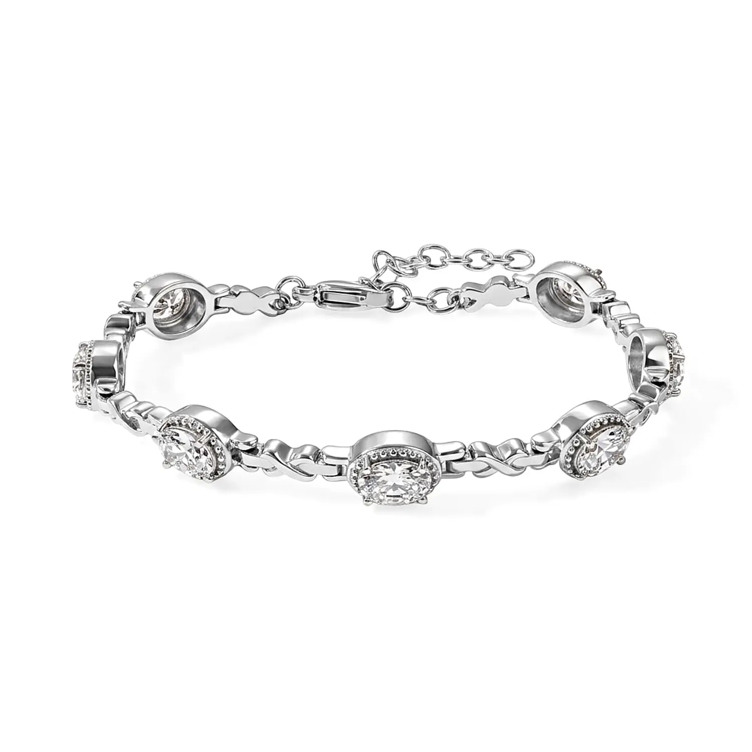 EverTrue Simulated Diamond Bracelet in Stainless Steel (6.50 In)