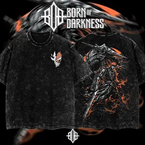 BornOfDarkness - Hollow Ichigo Bleach Vintage Unisex Oversize Anime Manga Washed Cotton T-shirt, Graphic Tee, Anime Lover, Anime Merch Fan, Outfits Men, Boys Merch Top