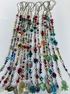 Bohemian boho beaded curtain window doorway glass crystal metals superior quality, handmade home decor