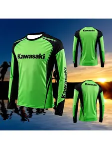 MOTO-Spring/Summer 2026 Collection New Kawasaki Motorcycle Off-road Race Long Sleeved T-shirt Breathable Quick Drying Men's Cycling Team