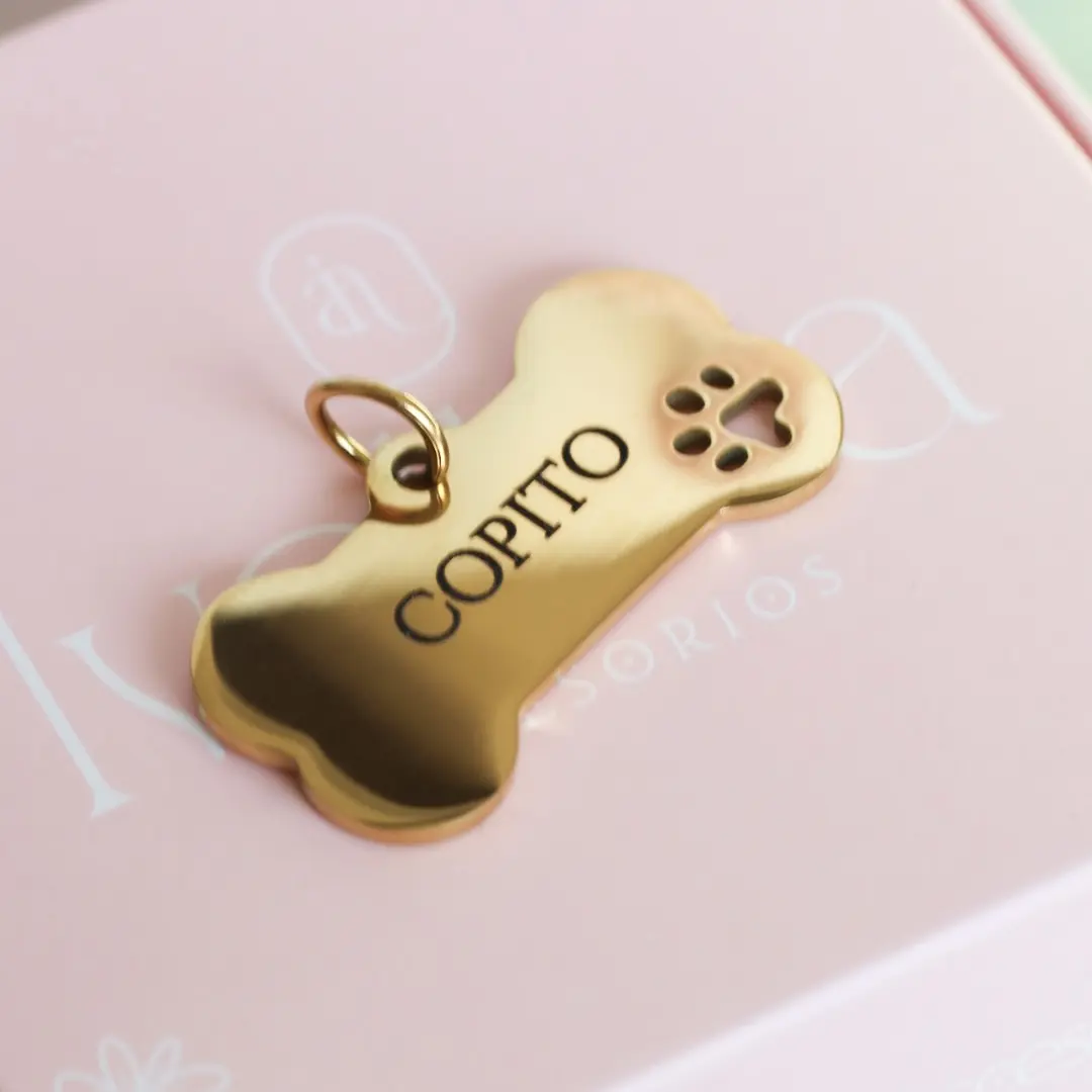 Custom Pet Name Tag – Personalized Laser Engraved Stainless Steel Dog Cat ID Tag Gold