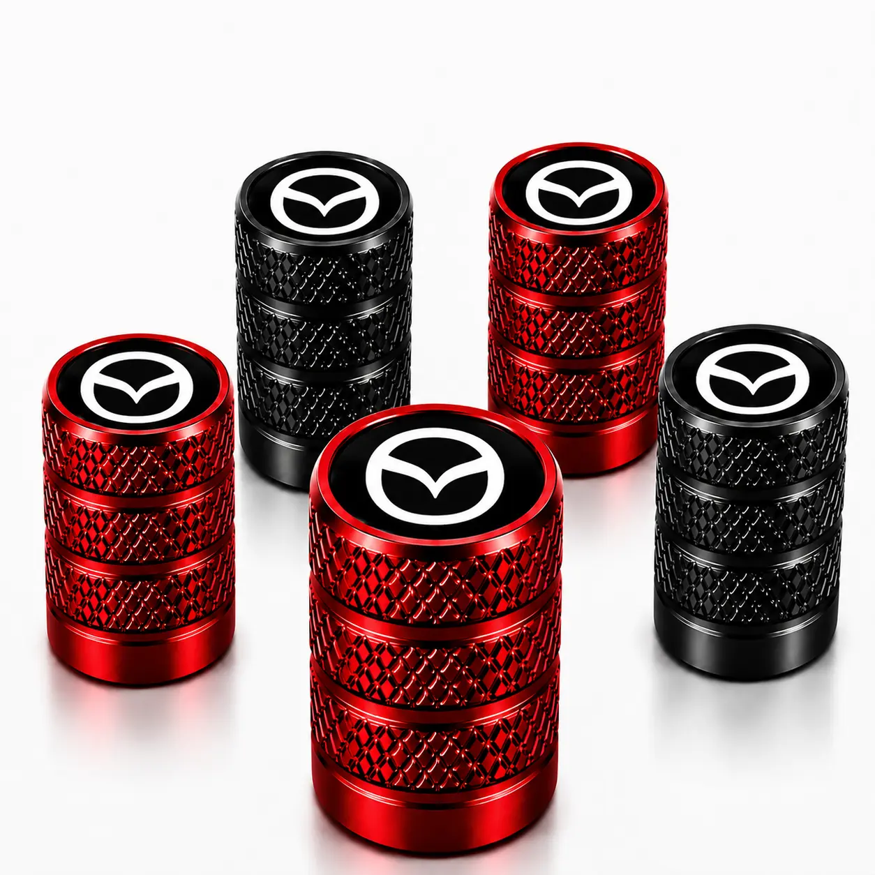 5Pcs Tire Valve Stem Caps with Mazda Logo, Waterproof Leakproof Corrosion Resistant Wheel Air Valve Dust Covers, Easy Install Fit for CX-5 CX-50 Mazda2 Mazda3 Mazda6 MX-5 Miata Sedan SUV Hatchback Sports Car Exterior Accessories