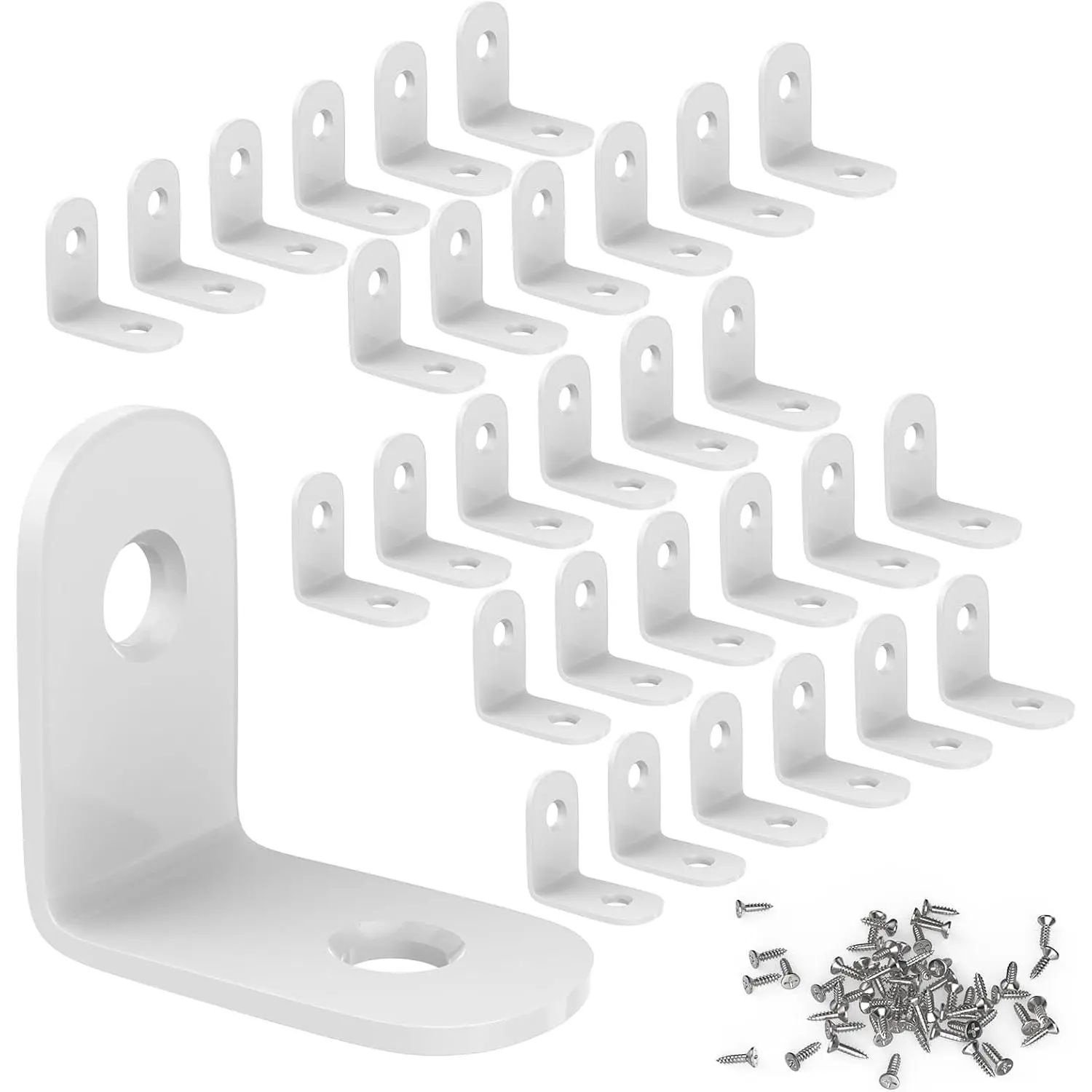 30 count 1" x 1" Stainless Steel Corner Brace, 90  Small Right Angle L-Shape Joint Corner Brackets Fastener with Screws,  for Furniture, Cabinets, Bookshelf, Chair, Drawer, Shelves