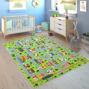 【GARVEE】Non Slip Play Rugs for Toddlers and Nursery Rooms, Soft and Thick Low Pile Carpets Featuring Road and Traffic Designs, Perfect for Playrooms and Educational Activities, Available in Various Sizes and Styles