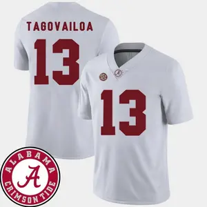 White #13 Football Jersey, Tagovailoa Style College Fan Shirt, Crimson SEC Game Day Jersey, Stitched Look, Alabama Inspired Gift for Fans