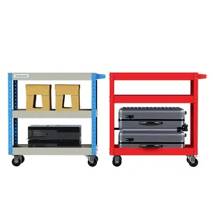 AIRAJ Metal tool cart, 3-Tier Auto Repair Tool Storage Cart, 30×30×13.8 inches, with swivel casters that lock, 50 kg load capacity