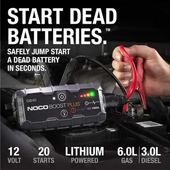 NOCO GB40 1000 Amp 12-Volt Lithium Jump Starter – Portable Jump Starter Device