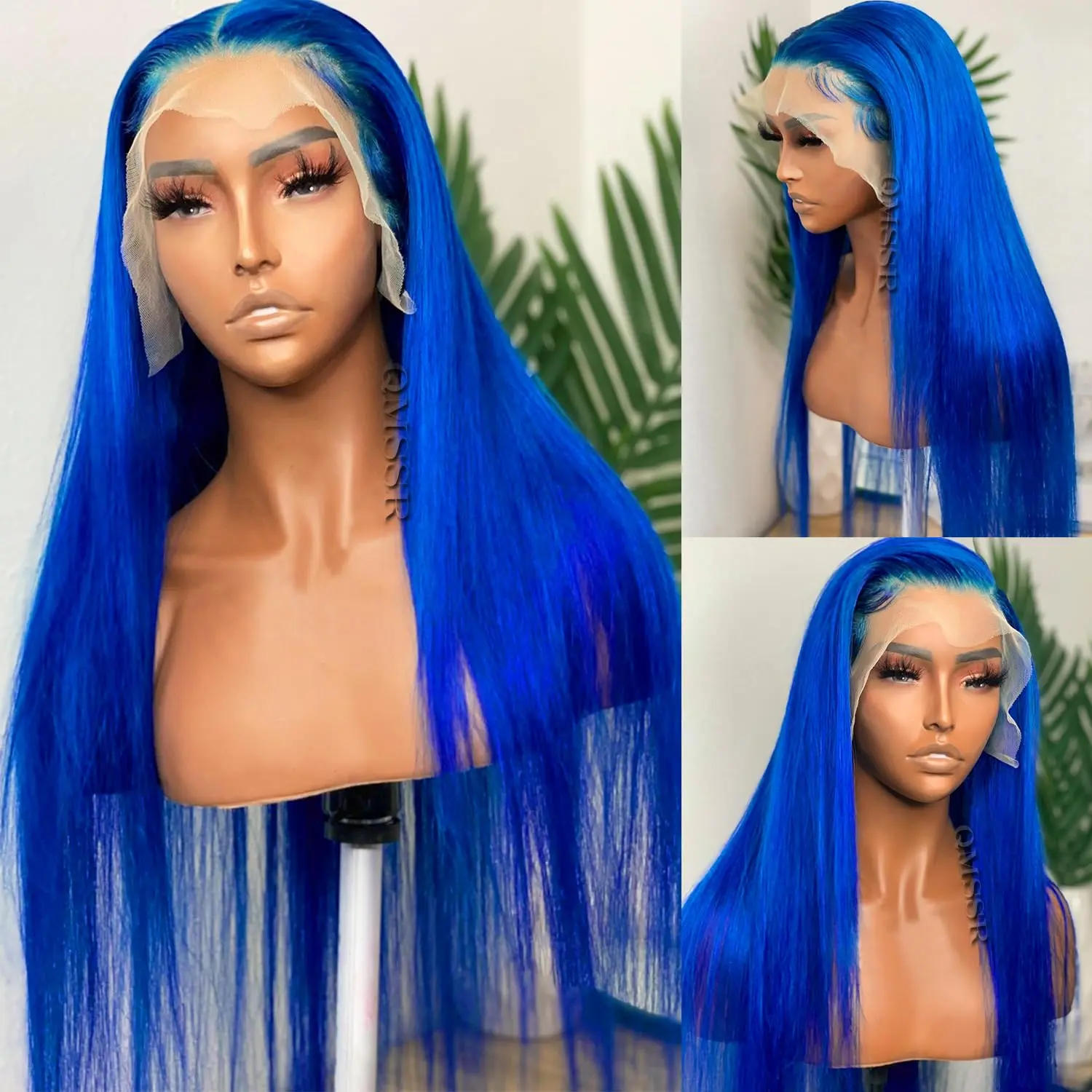 30 Inch Only $118】Pure Blue Colored Bone Straight 13x4 13x6 