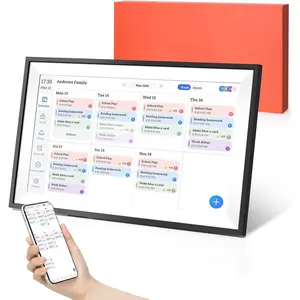 15.6" Digital Calendar Chore Chart - 1080P  Interactive Touchscreen,  Family Planner, Hearth Display Digital Calendar Wall & Desk Mountable for Seamless Scheduling (Black)