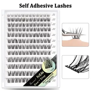Self Adhesive Eyelashes, 40D/ 100D/ Wispy/ Volume/ Natural Look,  Ultra-Thin & Lightweight,  Invisible Strip Tape, Longer Lasting, No Sticky Residue Pre Glued Eyelashes, No Glue Needed Press On Lashes, Easy Apply for Beginners